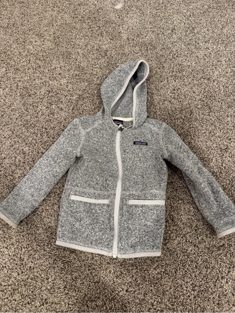 Patagonia Kids Heather Gray Hooded Zip Fleece Jacket